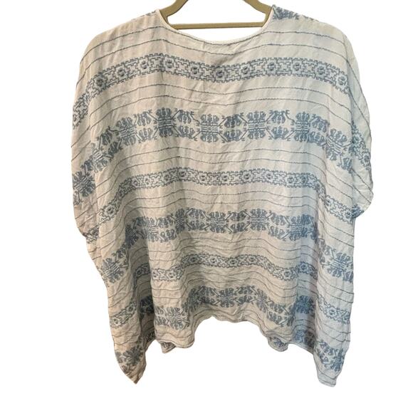 Torrid Plus Size 0/1 Embroidered Kimono Open Front White/Baby Blue Top - Picture 2 of 12